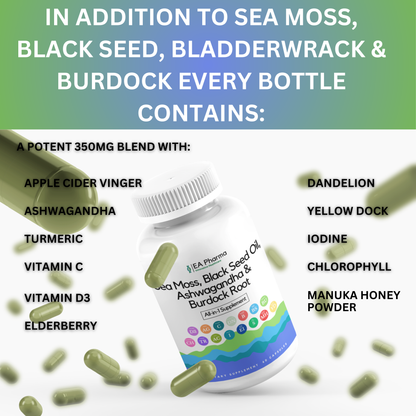 Sea Moss, Ashwagandha, Black Seed Oil & Burdock Root Multi Mineral